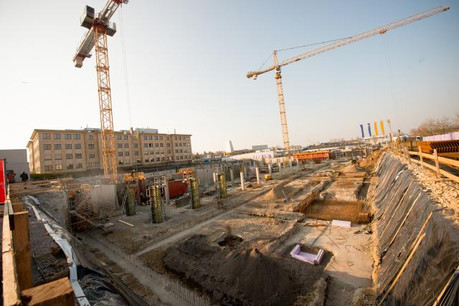 L'immeuble Dyapason en construction proposera 11.500 mètres carrés de surface de bureaux. (Photo: Christophe Olinger)