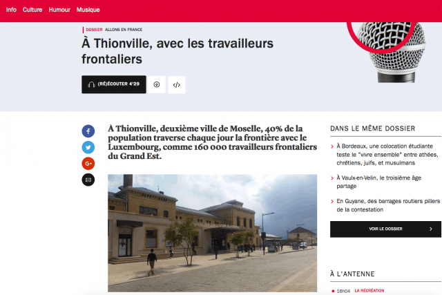 France Inter s'est intéressée aux frontaliers thionvillois, notamment dans le cadre de la présidentielle de ce dimanche. (Photo: capture d'écran / France Inter)