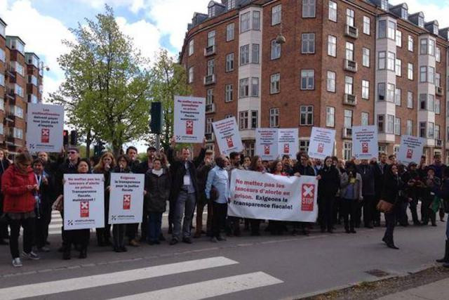 Les sympathisants de GlobalTaxJustice appellent à manifester devant la Chambre des députés, après une première démonstration le 7 mai devant l'ambassade du Luxembourg à Copenhague. (Photo: GlobalTaxJustice/Facebook)