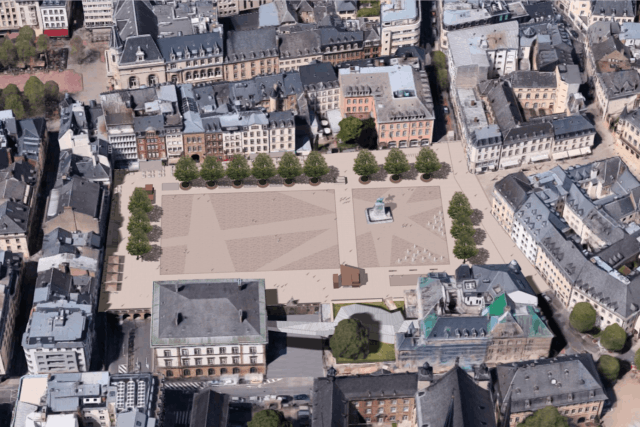 Après d’importants travaux, la place Guillaume II aura un nouveau visage au printemps 2023.  (Photo: Arlette Schneiders Architectes)