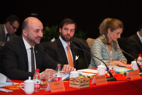 La délégation officielle a fait une touche à Hangzhou: le groupe Alibaba est chaudement incité à venir au Luxembourg. (Photo: Cour grand-ducale - Adrien Bernard)