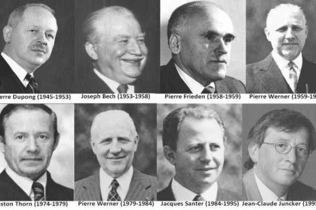 Sept Premiers ministres se sont succédé au Luxembourg depuis 1945. Six d’entre eux appartiennent au parti chrétien-social. (Photos: SIP/ «Les gouvernements du Grand-Duché de Luxembourg depuis 1848»)