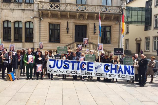 Manifestation de soutien à Chani organisée par son comité devant la Chambre des députés ce lundi. (Photo: DR)