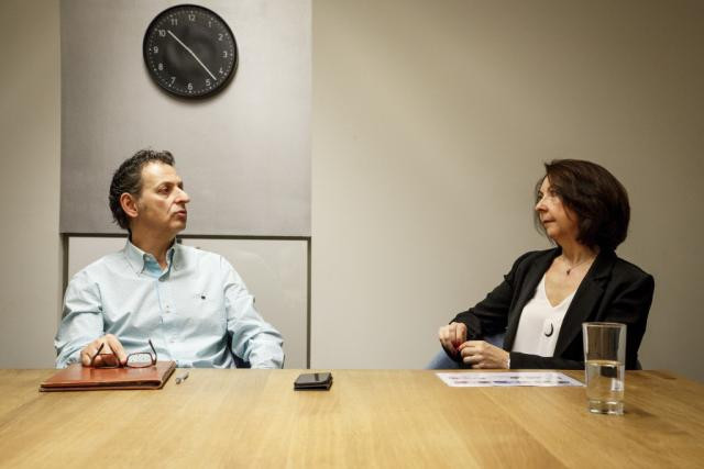 Salvatore Genovese et Marie-Anne Salier dans les locaux de Maison Moderne, au mois d’avril 2017. (Photo: Maison Moderne)