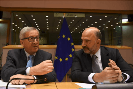 Jean-Claude Juncker assure être toujours d’accord avec Pierre Moscovici, «même quand il a tort». (Photo: Commission Européenne)