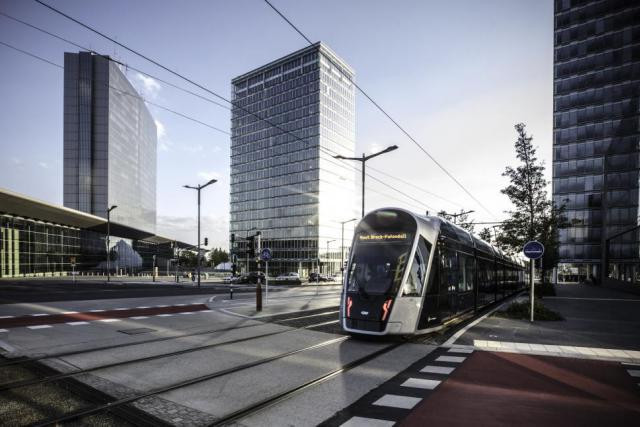 La mobilité se fait une place au Kirchberg avec en 2017 l’arrivée du tram.  (Photo: Fonds Kirchberg)