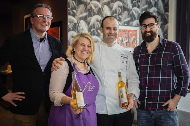 De gauche à droite: Michael Stöckl (Cider World), Léa Linster, Andreas Krolik (restaurant Lafleur) et Adie Kaye (Ramborn). (Photo: Ramborn)
