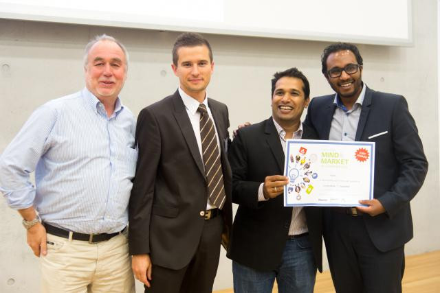 Pranjul Shah et Sivakumar Bactavatchalou (HuMiX), à droite, lors de la remise de prix à Belval en juin dernier. (Photo: Charles Caratini / archives)
