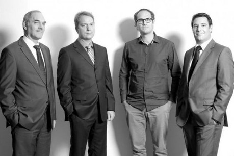 Guy Rosseljong (BCEE), Yves Gaspard (Thomas & Piron), Marc Wagner (Livin) et David Weis (Youbuild) (Photo: Luc Deflorenne)