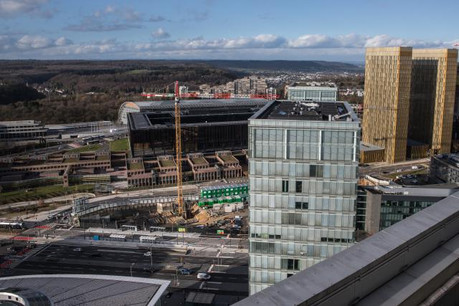 Vue aérienne du Kirchberg, qui poursuit son développement. (Photo: Edouard Olszewski / archives Paperjam)