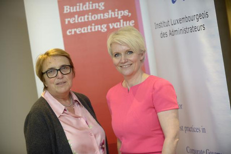 Marie-Jeanne Chèvremont-Lorenzini, présidente de l'Ila et Nathalie Dogniez, présidente du groupe de travail dédié aux fonds au sein de l'Ila. (Photo: Christophe Olinger)
