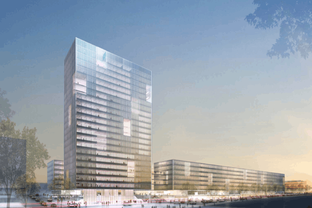 Le nouveau Jean Monnet 2 sera constitué d'une tour de 23 étages et d'un autre bâtiment de 7 étages. L'ensemble pourra accueillir plus de 3.000 fonctionnaires. (Photo: source ministère du Développement durable et des Infrastructures)