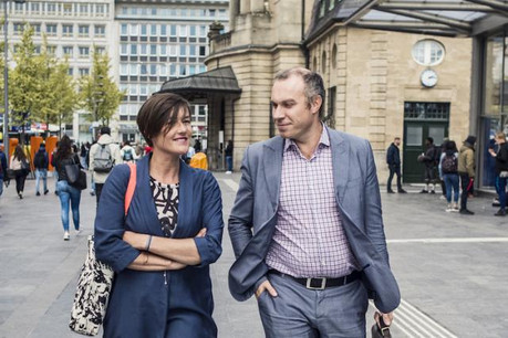 Frédérique Buck et François Gemenne échangent sur une thématique à la fois brûlante et centrale pour notre société. (Photo: Mike Zenari)