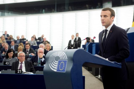 Emmanuel Macron lors du débat sur l’avenir de l’Union européenne, ce mardi à Strasbourg. (Photo: Union européenne)