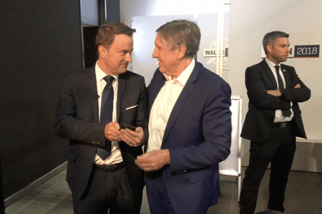 Xavier Bettel et François Bausch au soir des élections, le 14 octobre dernier, chez RTL. (Photo: capture d'écran)