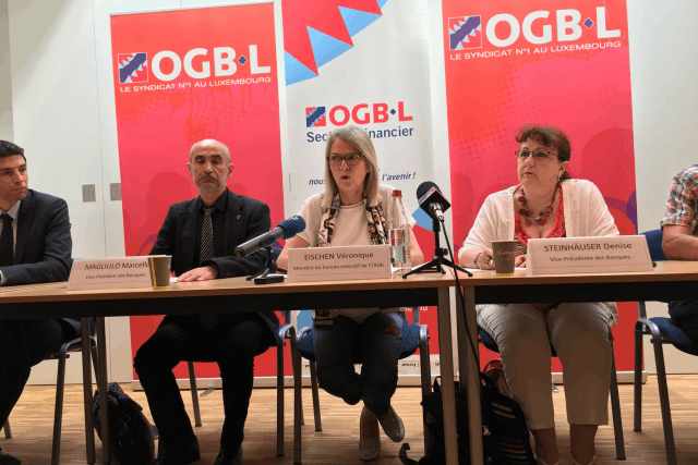 Véronique Eischen, au centre, coordonne les négociations du côté de l’OGBL. (Photo: OGBL / Twitter)