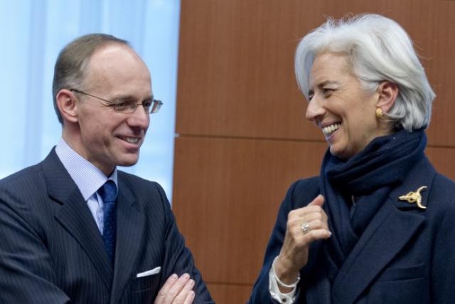 Luc Frieden et Christine Lagarde lors d’un conseil Ecofin en février 2013. (Photo: Conseil européen)