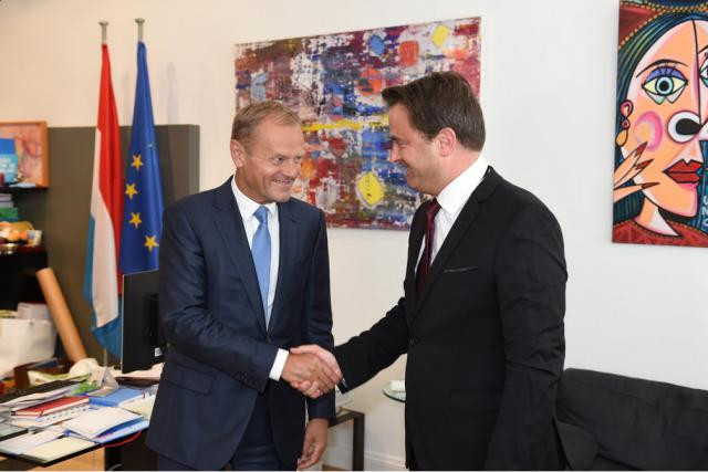 Le Premier ministre recevait ce jeudi le président du Conseil européen, Donald Tusk. (Photo: Conseil européen)