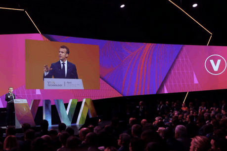 Emmanuel Macron a donné sa feuille de route pour le digital européen jeudi au salon VivaTech de Paris. (Photo: Vivatech)