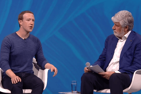 Mark Zuckerberg, le CEO de Facebook, a répondu aux questions de Maurice Lévy, le président du conseil de surveillance de Publicis, pendant plus d’une demi-heure. (Photo: Viva Technology)