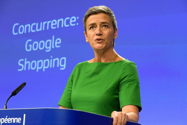 En juin 2017, la commissaire Margrethe Vestager avait infligé une amende de 2,4 milliards d’euros à Google pour les conditions d’utilisation de son service Google Shopping. (Photo: Union européenne / archives)