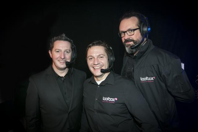 Dany Lucas, managing director de Toolbox (à gauche), avec deux de ses collaborateurs: Mike Felten (light designer) et Gilles Konsbruck (stage & technical manager). (Photo: DR)