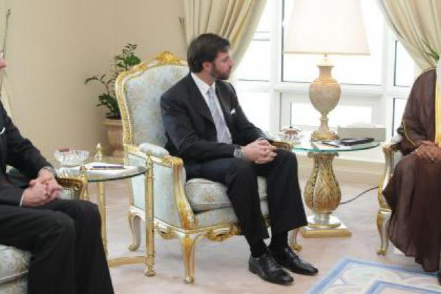 Luc Frieden, S.A.R. le Grand-Duc héritier; Cheikh Hamad bin Jassim Al Thani, Premier ministre du Qatar, le 7 février dernier. (Photo: SIP / Luc Deflorenne tous droits réservés)