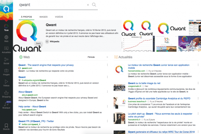 Qwant se veut une alternative à Google, en respectant les données personnelles de ses utilisateurs. (Photo: Capture d'écran / Qwant.com)