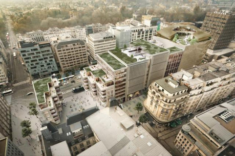 Le projet Royal-Hamilius compte trois résidences de logements. Illustration : Foster+Partners et Tetra Kayser Associés