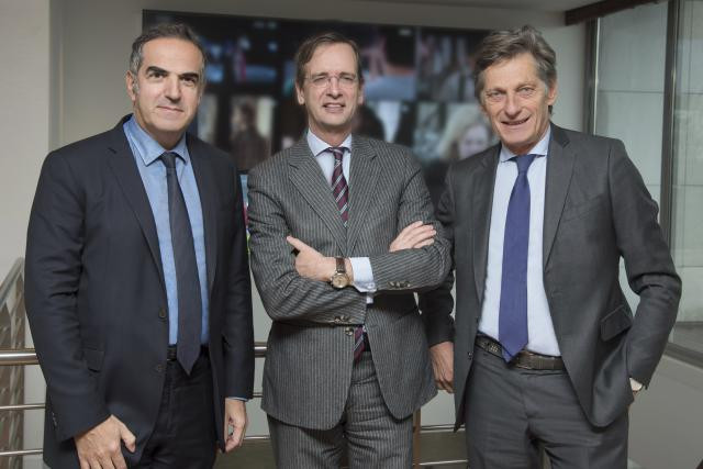 Christopher Baldelli, président de RTL Radio (France), Guillaume de Posch, co-CEO de RTL Group et Nicolas de Tavernost, président du directoire du Groupe M6. (Photo: Serge Arnal pour M6)