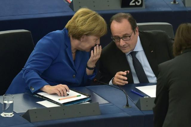 Pour Angela Merkel et François Hollande, la solution aux crises actuelles ne peut être trouvée qu'en concertation entre États membres. (Photo: Parlement européen)