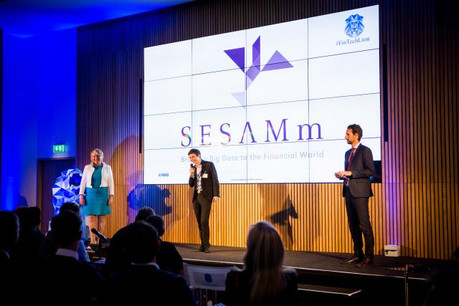 Sylvain Forté, cofondateur de Sesamm, lors des Fintech Awards 2016. (Photo: Maison Moderne)