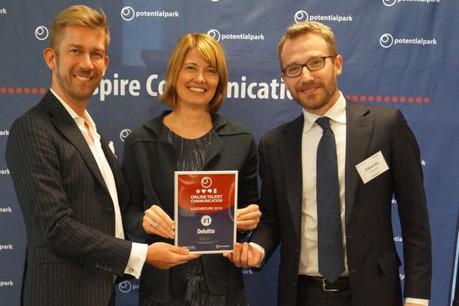 L'équipe de Deloitte, représentée par Kristof de Lausnay et Edoardo Ambrosi, a été saluée pour la pertinence de sa stratégie de recrutement digitale lors du classement Otac. (Photo: Potential Park)