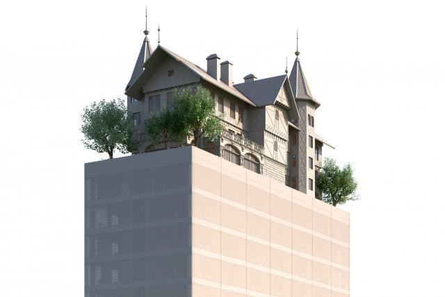 Une villa sur une tour de verre, tel est le projet de Philippe Starck pour cet hôtel 4 étoiles. (Illustration: DEIS)