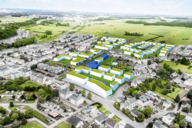 Ce nouveau quartier Rothweit II comptera au total 415 unités de logement, dont 17 maisons unifamiliales isolées, 22 maisons jumelées, 32 maisons en bande et 345 unités d’habitation réparties dans 24 immeubles de logements collectifs. (Illustration: Capelli)