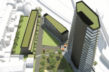 Le projet de complexe prévoit de s'étaler sur une surface de 50 ares, au cœur d'Esch-sur-Alzette. (Photo: cabinet d'architectes Ballinipitt)