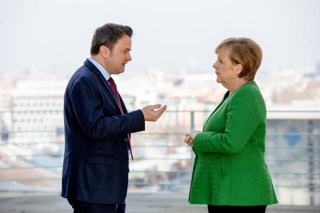 Xavier Bettel et Angela Merkel lors de leur dernière rencontre à Berlin, en février 2018. (Photo: SIP - Viviane Wild)