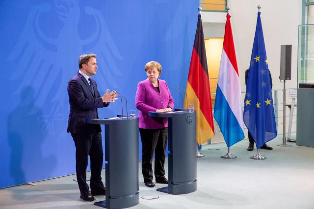 De nombreux sujets ont été abordés lors de ce déjeuner entre Xavier Bettel et Angela Merkel. (Photo: SIP / Viviane Wild)