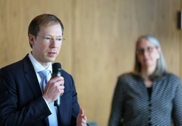 
	Kai Braun of EY Luxembourg speaks--with Denise Voss, ALFI board chair, looking on--during a presentation of the trade group’s annual real estate fund survey on Wednesday
 Steve Eastwood