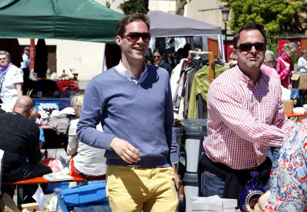 
	Gauthier Destenay and Xavier Bettel at the city of Luxembourg's Vide Grenier in the summer of 2013
 Olivier Minaire