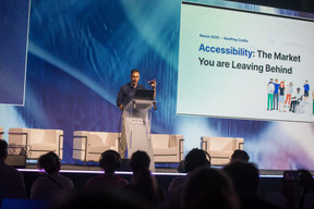 Geoffrey Crofte (Foyer Group) talked about AI, automation and accessibility during the Nexus 2025 tech conference at Luxexpo, 18 June. Photo: Jordan Koenig