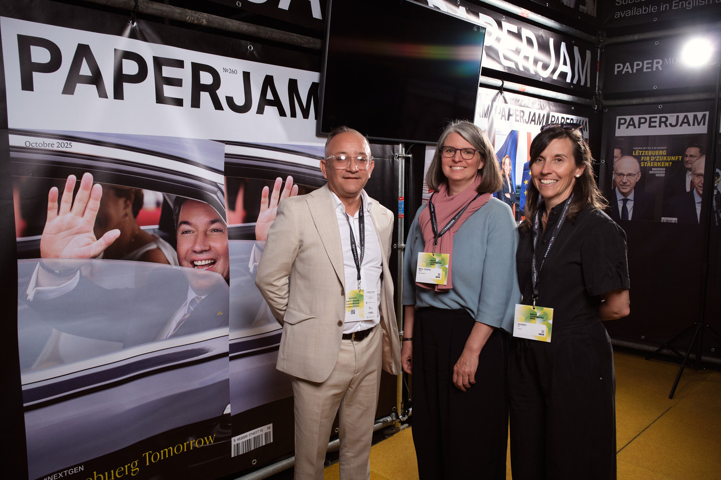 Francis Gasparotto (Paperjam), Marie-Christine Simon (Office Freylinger) and Géraldine Gij (Paperjam). (Photo: Lux Photo Pro /Nexus Luxembourg)