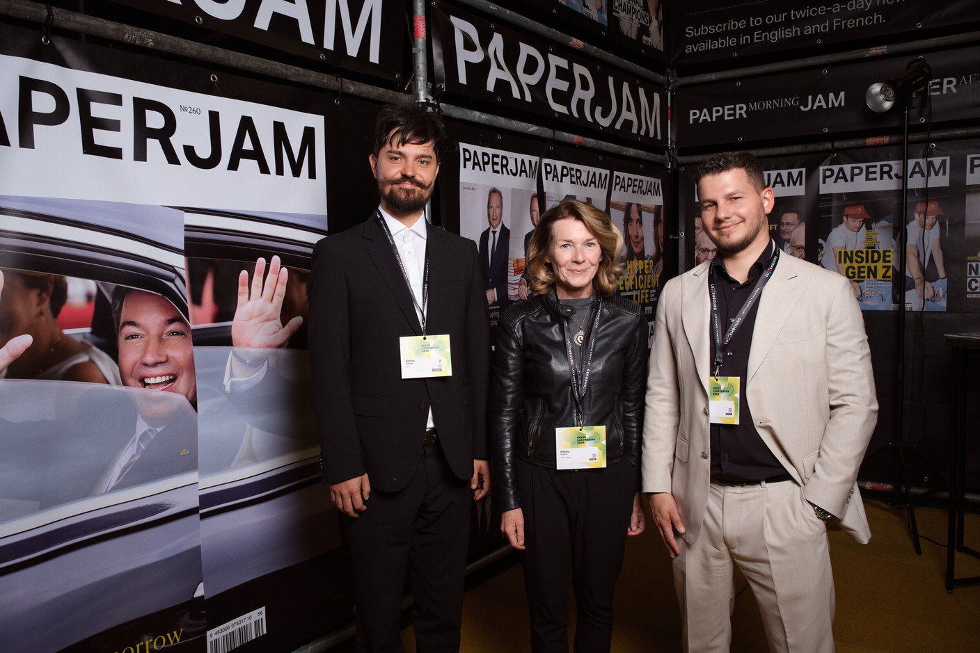 Aleksei Kobzarev (Joblin), Patrizia Luchetta (Imagine Tomorrow) and Valentin Morello (Paperjam). (Photo: Lux Photo Pro /Nexus Luxembourg)