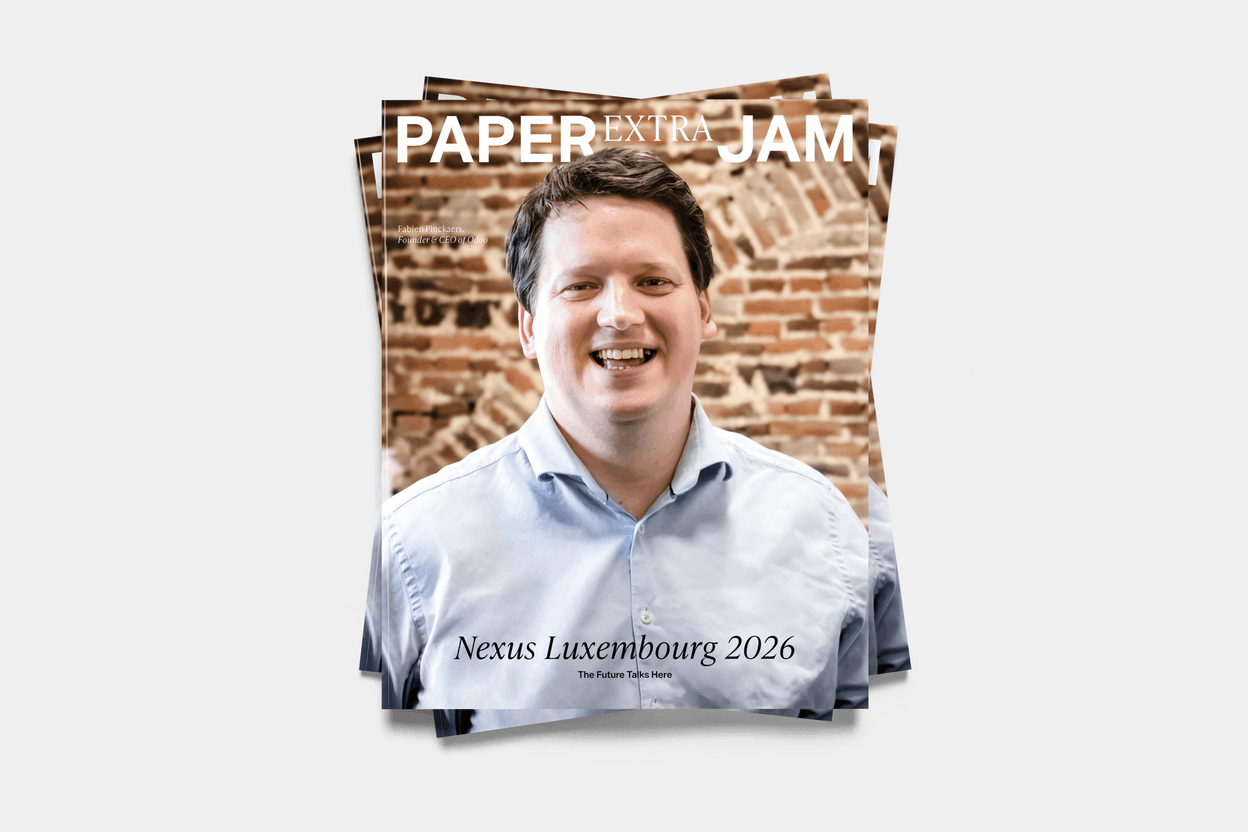 Fabien Pinckaers, CEO of Odoo, features on the cover of the latest issue of Paperjam Extra. Photo: Paperjam