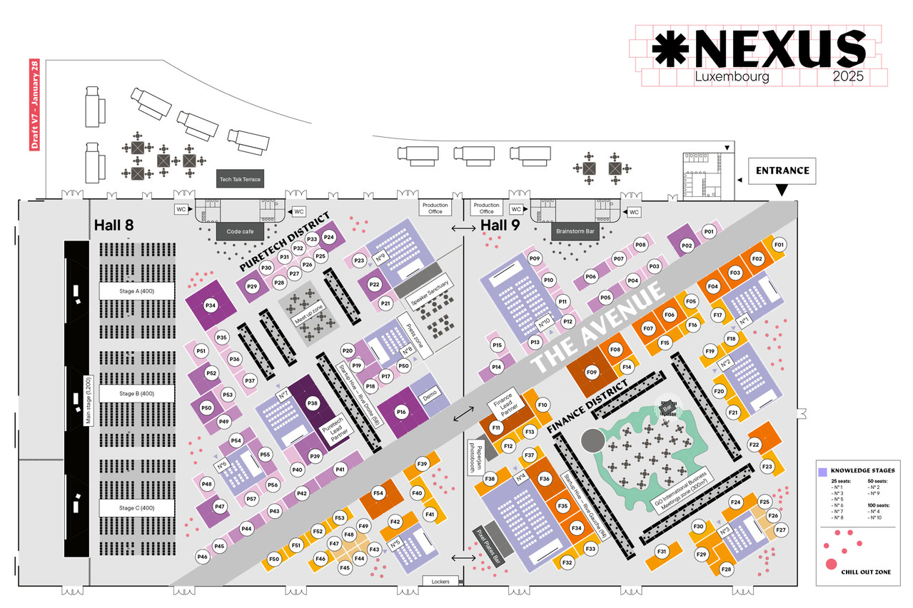 The floorplan for the second edition of the Nexus tech symposium. Image: Nexus Luxembourg