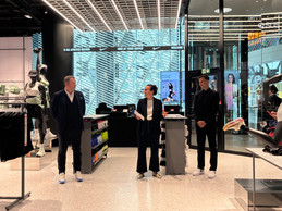 Raphaël Bouchet, manager of the Cloche d’Or Shopping Centre, Marie-Aude Hosten, Nhood’s sales director in Luxembourg, and Itay Rosenblum, Retailors’ managing director for Western Europe and Scandinavia, at the press preview. (Photo: Louise Braibant/Paperjam)