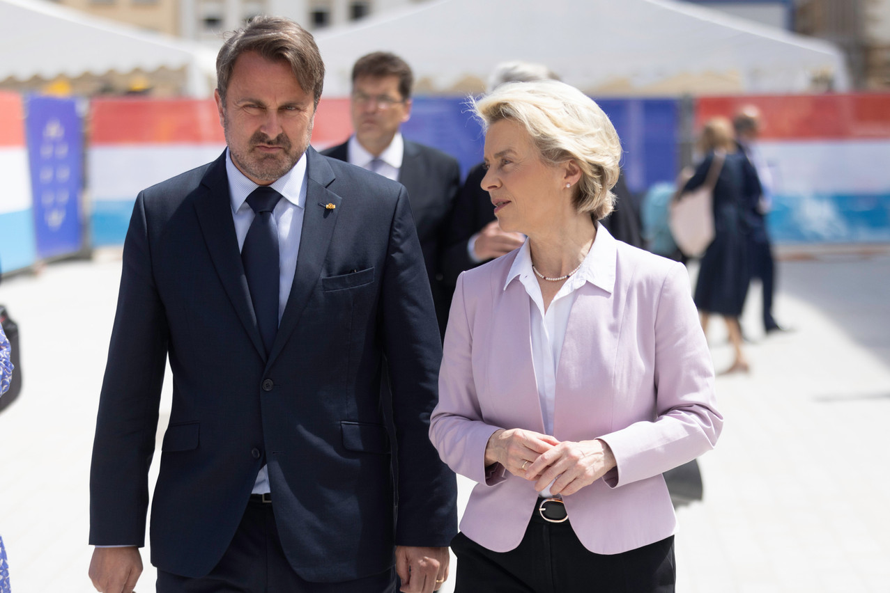 The grand duchy is on sound footing in a macroeconomic report out this week, except when it comes to the real estate market and debt metrics. Library picture: Prime minister Xavier Bettel (DP) and European Commission president Ursula von der Leyen, seen during a summit in Luxembourg. Photo: Guy Wolff/Maison Moderne (archives)