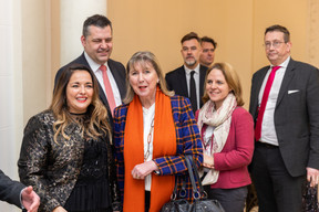 The mayor of Luxembourg City, Lydie Polfer (DP), the minister for the Greater Region, Corine Cahen (DP), and the alderman Maurice Bauer (DP), during the New Year’s greetings of the Chamber of Employees (CSL). Romain Gamba/Maison Moderne