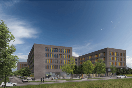 Ce nouveau bâtiment administratif avec un rez commercial représente plus de 30.000m² hors-sol à construire. (Illustration: Arlette Schneiders Architectes)