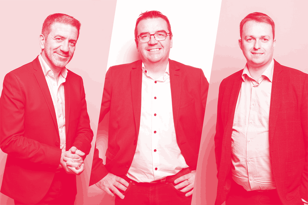 Thierry Labro, Nicolas Léonard et Benoît Theunissen. (Photos et montage: Maison Moderne)